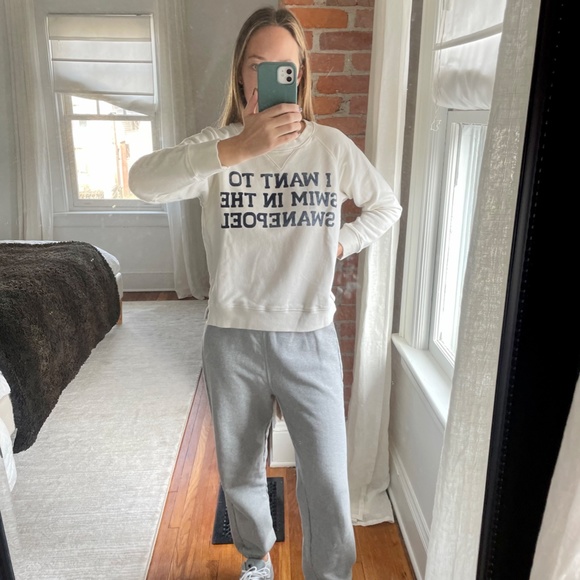 Candice Swanepoel MOTHER Raglan Sweatshirt I Want to Swim in the Swanepoel - Picture 1 of 3